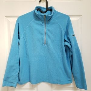 L.L. Bean Blue Mock Neck 1/4 Zip Lightweight Fleece Pullover Jacket